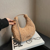 Faux Fur Lamb Wool Armpit Shoulder Bag Small Purse Underarm Bag