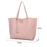 Chic Faux Leather Tote Bag with Tassel Decoration & High Capacity