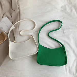 Women Felt Shoulder Bag Small Zipper Handbags