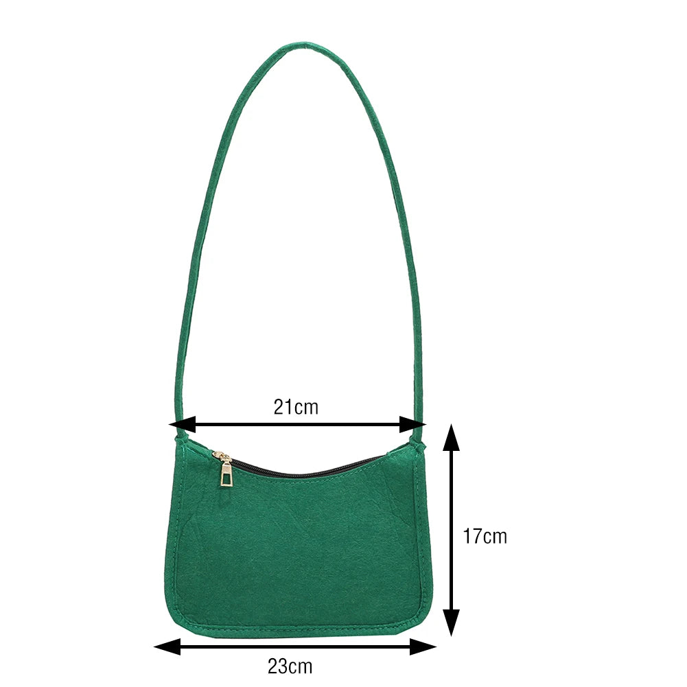 Women Felt Shoulder Bag Small Zipper Handbags