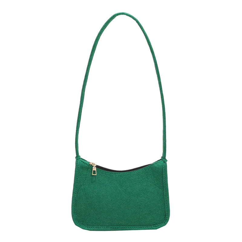 Women Felt Shoulder Bag Small Zipper Handbags