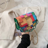 Women Rainbow Chain Small Square Bag Messenger Handbag