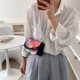 Women Rainbow Chain Small Square Bag Messenger Handbag