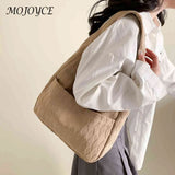 Women Casual Clutch Handbag Rhombus Top-Handle Soft Cloth Large Capacity