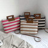 Women Clutch Large Capacity Knit Messenger Bag Striped Soft Zipper