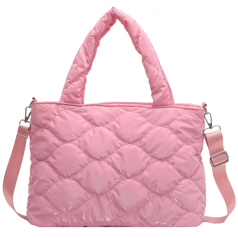 Women Winter Quilted Nylon Cotton-padded Tote Bag