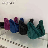 Women Quilted Plaid Tote Bag Soft Winter Large Capacity Solid Casual