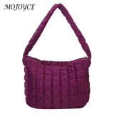 Women Quilted Plaid Tote Bag Soft Winter Large Capacity Solid Casual