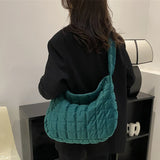 Women Quilted Plaid Messenger Bag Soft Large Capacity for Travel