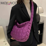 Women Check Quilted Plaid Messenger Bag Soft Large Capacity Solid Casual