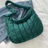 Women Quilted Plaid Messenger Bag Soft Large Capacity for Travel
