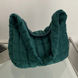 Women Check Quilted Plaid Messenger Bag Soft Large Capacity Solid Casual