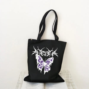 Women Female Goth Butterfly Harajuku Casual Shoulder Tote Bag
