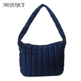 Quilted Plaid Messenger Bag Soft Large Capacity Solid Casual Winter Travel