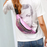 Women Laser Waist Bag Phone Pouch Geometric Chest Belt Fanny Pack