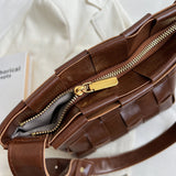 Women Weave Leather Shoulder Bag Lady Handbag Tote