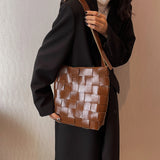 Women Weave Leather Shoulder Bag Lady Handbag Tote