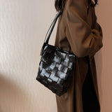 Women Weave Leather Shoulder Bag Lady Handbag Tote
