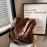 Women Weave Leather Shoulder Bag Lady Handbag Tote