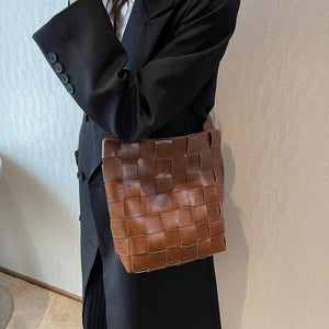 Women Weave Leather Shoulder Bag Lady Handbag Tote