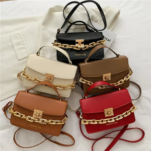 Women Female Retro Thick Chain Diamond Shoulder Bag