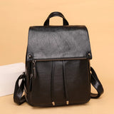 Women Leather Rucksack Student School Bag High Travel Backpack