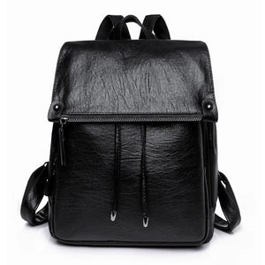 Women Leather Rucksack Student School Bag High Travel Backpack