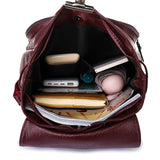 Women Leather Rucksack Student School Bag High Travel Backpack