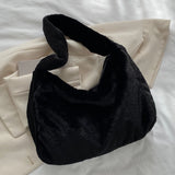 Soft Fluffy Plush Tote Shoulder Bag for Women, Zipper Phone Cosmetic Holder