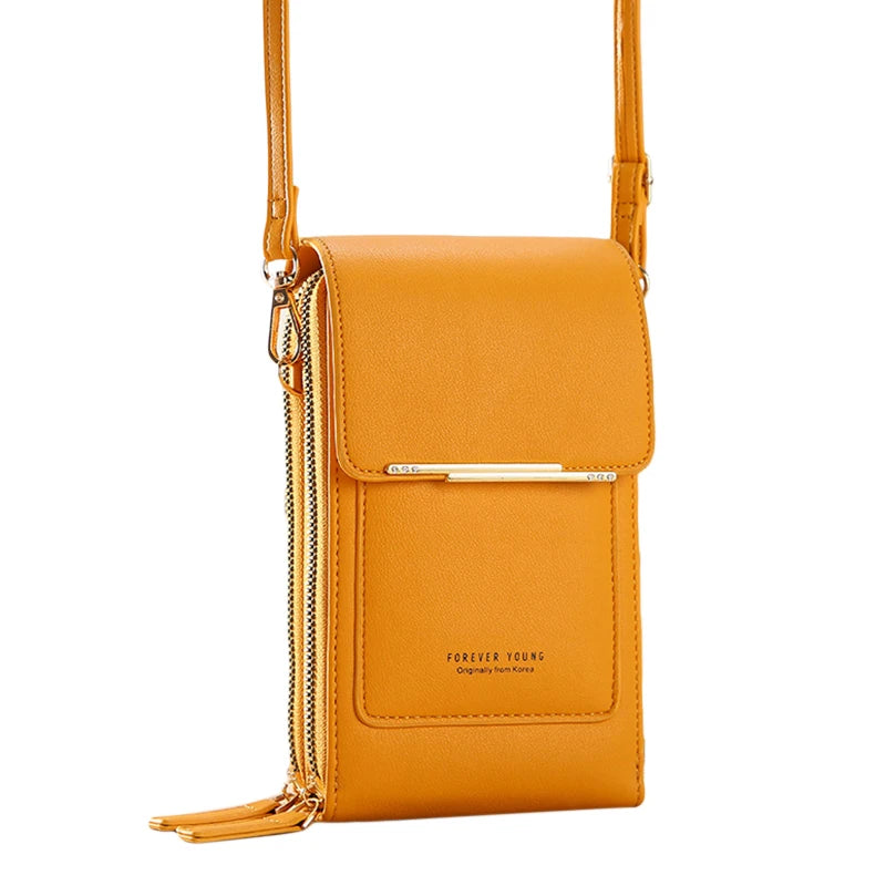Women Flap Wallet Transparent Touch Screen Phone Small Shoulder Bag