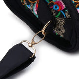 Floral Embroidered Handbag Boho Canvas Shopping Tote Zipper Bag