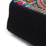 Floral Embroidered Handbag Ethnic Canvas Shopping Tote Zipper Bag