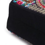 Boho Floral Embroidered Handbag Canvas Zipper Bag