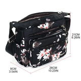 Floral Nylon Shoulder Crossbody Bag Zipper Messenger Satchel Tote Purse