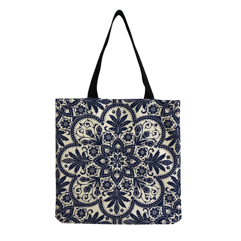 Floral Porcelain Geometric Abstract Pattern Shoulder Bag