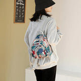 Floral Print Nylon Travel Bagpack Phone Purse Rugzak Mini Backpack for Girls