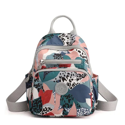 Floral Print Nylon Travel Bagpack Phone Purse Rugzak Mini Backpack for Girls