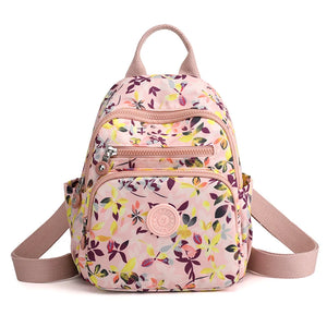 Floral Print Nylon Travel Bagpack Phone Purse Rugzak Mini Backpack for Girls