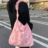 Floral Shoulder Bag Canvas Large Capacity Cross-body