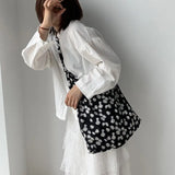 Floral Shoulder Bags Students Cross-body Casual Totes Bag Retro Cotton Handbags