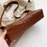 Women Flower Embroidery Bag Soft Pu leather Shoulder Crossbody Bags