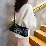 Women Flower Embroidery Bag Soft Pu leather Shoulder Crossbody Bags