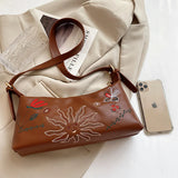 Women Flower Embroidery Bag Soft Pu leather Shoulder Crossbody Bags