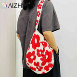 Women Flower Knitted Shoulder Bag Handbag Large Capacity Travel Tote