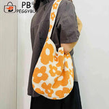 Women Flower Knitted Shoulder Bag Female Handbag Large Capacity Travel Tote