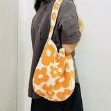 Women Flower Knitted Shoulder Bag Travel Shopper Bag Female Handbags