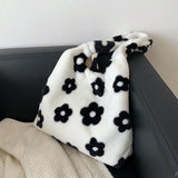 Flower Plush Handbags Lady Shoulder Clutch Purses Large Bags