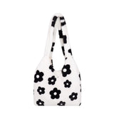 Flower Plush Handbags Lady Shoulder Clutch Purses Large Bags