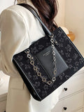 Women Flower Totes Ins Large Capacity Shoulder Handbag Pure All-Match