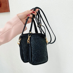 Women Flowers Handbags Soft Leather Shoulder Bag Cell Phone Purse Small Crossbod